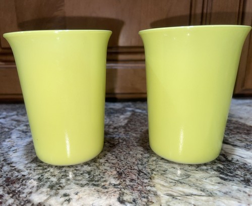 Mid Century Modern Hazel Atlas Sugar Creamer Tumbler Cups Neon Yellow Platonite - Picture 2 of 12