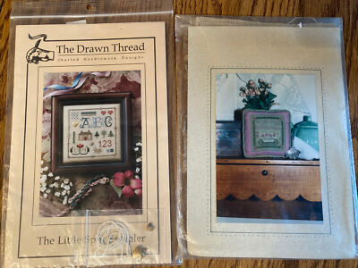 Lot of 2 Cross Stitch Patterns Drawn Thread Little Spot Sampler Cup of Tea Charm