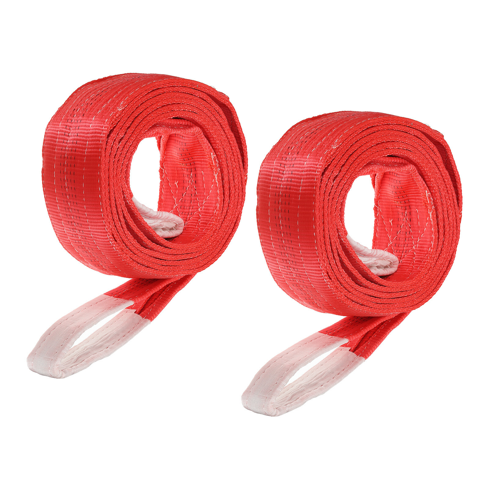 2 Pcs Lifting Slings Straps Polyester 16ft Flat Lifting Belts(11023lbs) Red