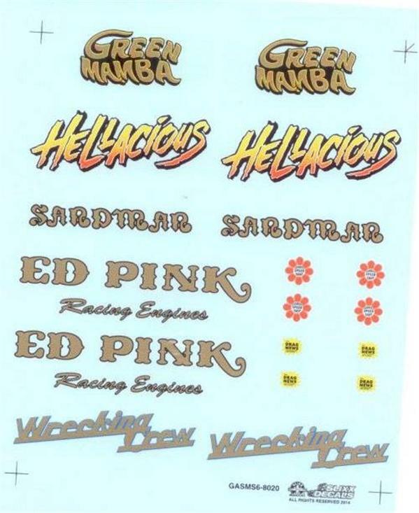 Slixx 8028 Gasser Mini Sheet #14 – 1/24 1/25 Drag Decal, Model Kit