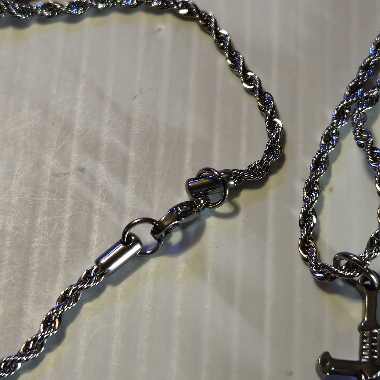 STAINLESS STEEL SWORD & SNAKE Pendant Charm / 18"-24" CHAIN 3MM NECKLACE