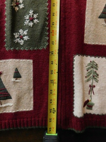 Vintage Croft & Barrow Damen Weihnachten rot Applikation bestickt Cardigan Large - Bild 8 von 12