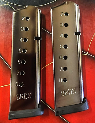 2)  1911 .45 acp NEW S/S Finish 8 round magazine s Colt Kimber Sig Sauer S&W NEW
