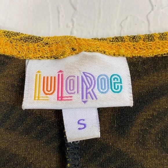 Lularoe Yellow Gold Fan Patterned Half Sleeve Kimono Cardigan Size S - Image 4 of 4