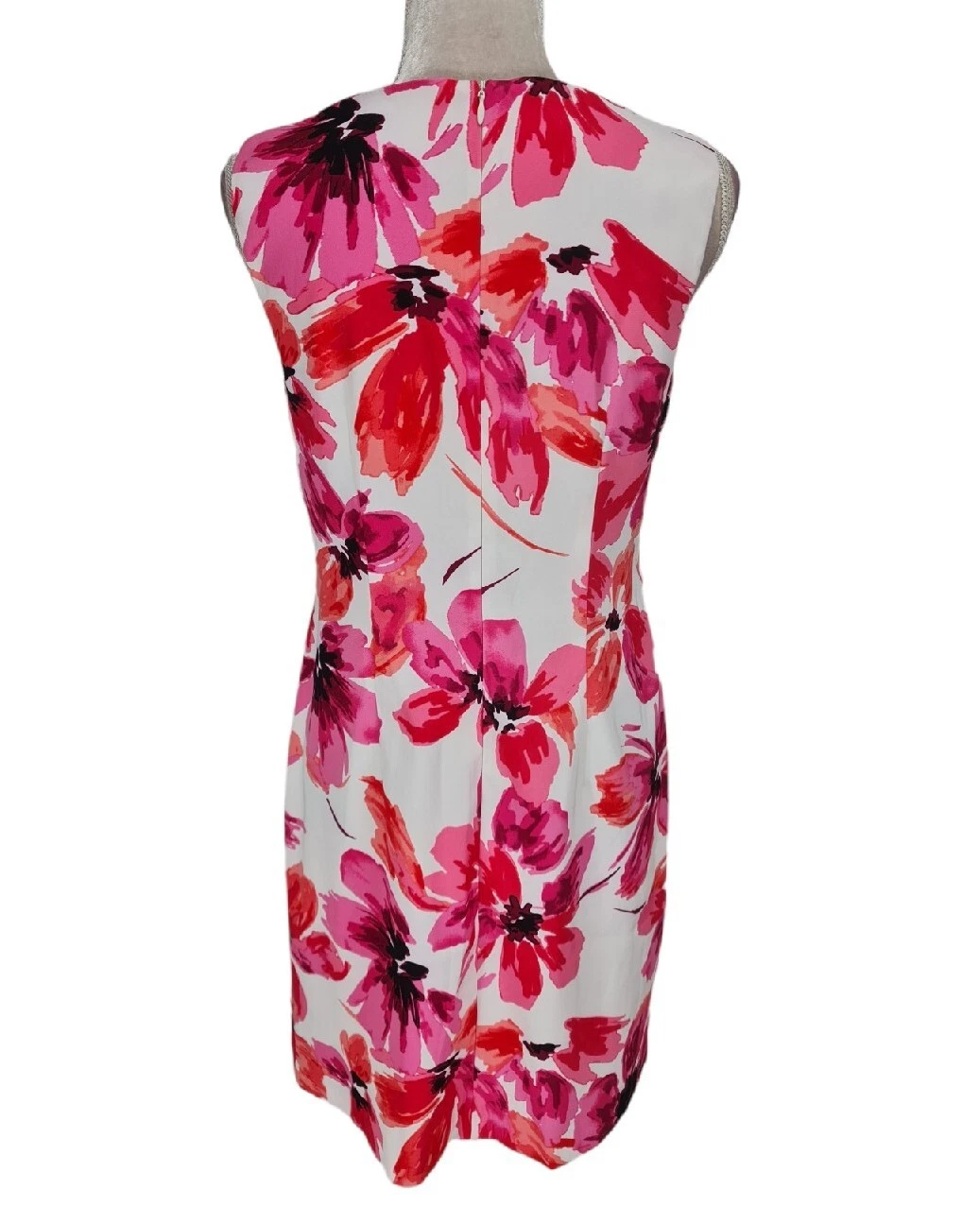 Mini abito da donna ALYX taglia 8 guaina base floreale rosa a vite collo senza maniche