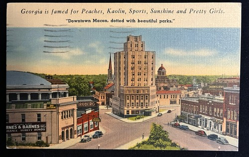 Macon Georgia Downtown Gebäude Postkarte um 1940