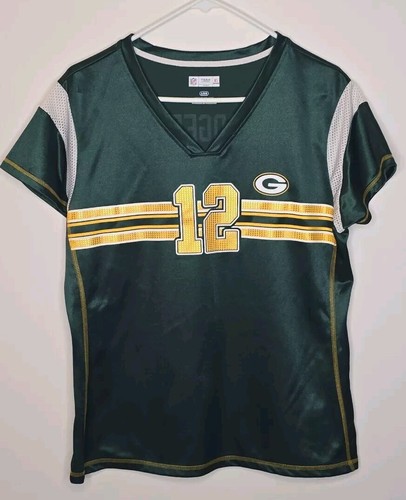 Aaron Rodger NFL Team Apparel Shirt Womens Green Bay Packers Jersey Top Large