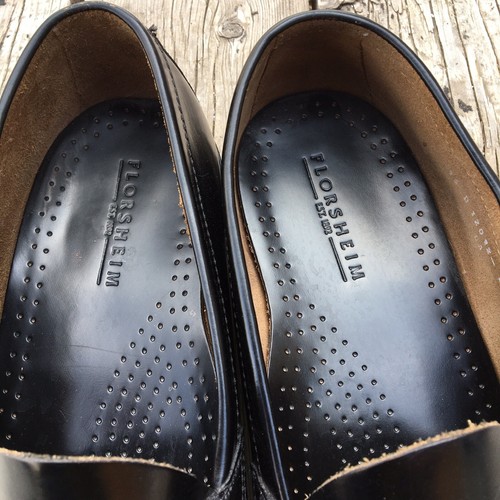 Florsheim Vintage Schwarz Leder Halbschuhe Ledersohlen Gr. 15 D Herren " - Bild 2 von 12