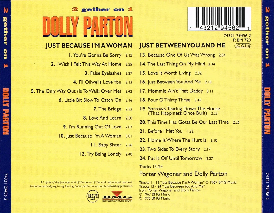 (CD) Dolly Parton -  Just Because I'm A Woman + Just Between You And Me - Bild 2 von 2