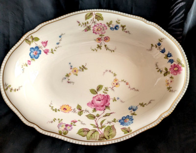 VINTAGE CASTLETON CHINA SUNNYVALE GOLD PEARL EDGE OVAL VEGETABLE BOWL USA 10''