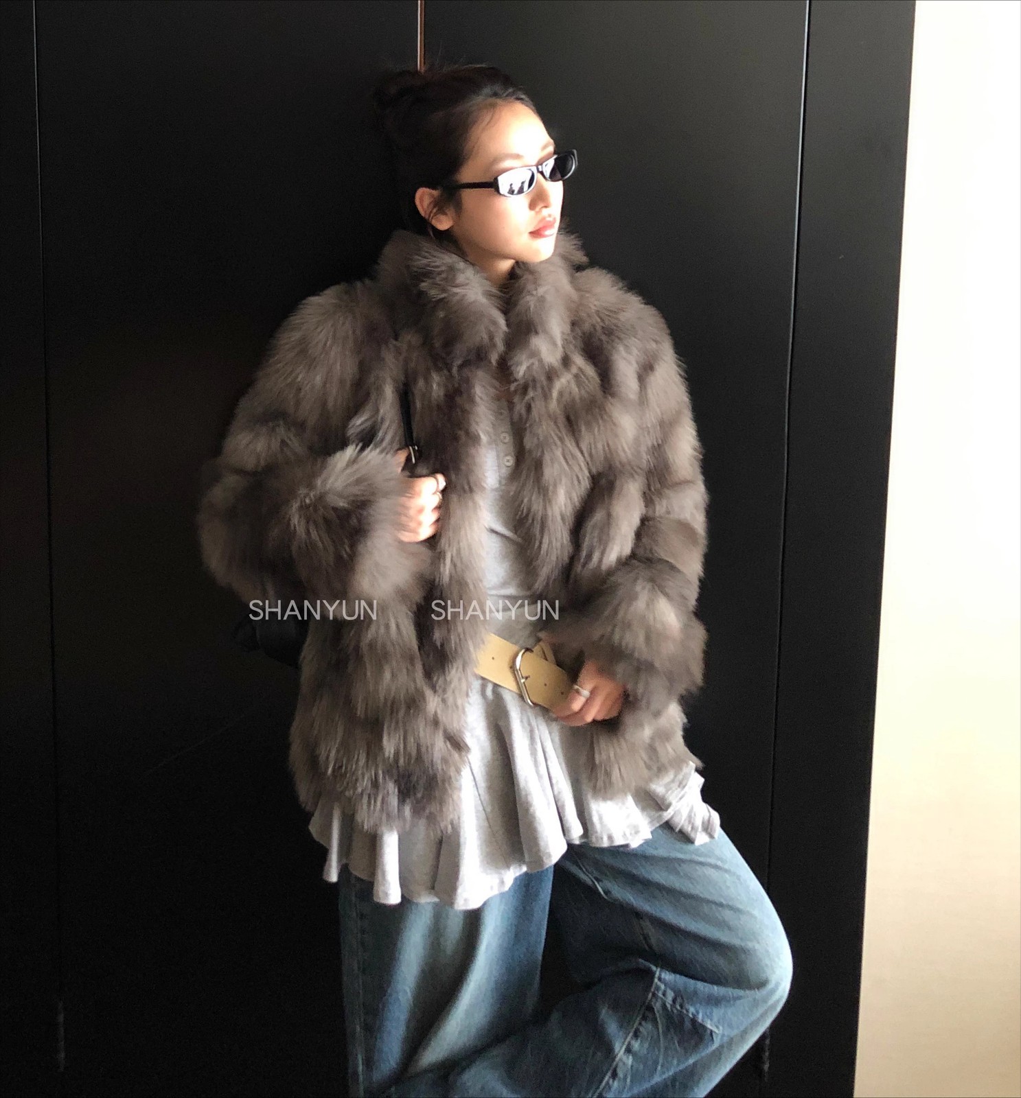 Fashion Womens Winter Warm Fox Fur Jacket Long Sleeve Stand Collar Thicken Coat