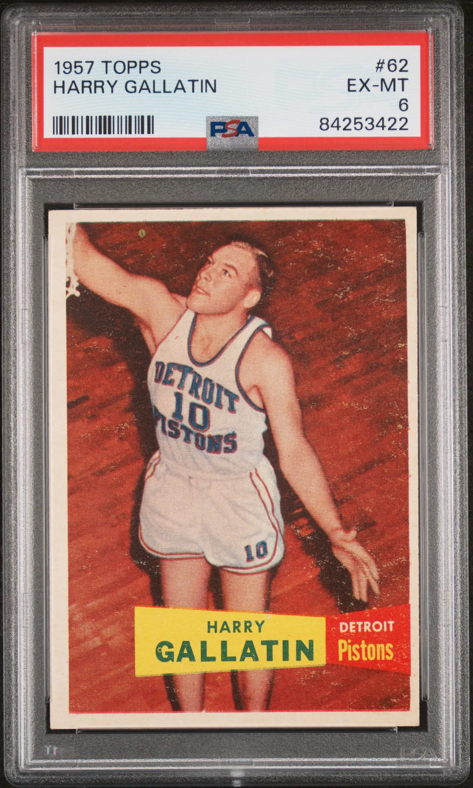 1957 Topps Harry Gallatin #62 PSA 6 NEW LABEL VINTAGE BASKETBALL ROOKIE PISTONS