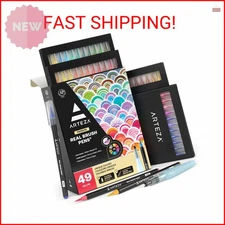 ARTEZA Real Brush Pens, 48 Watercolor Pens, Drawing Markers with Flexible Brush 
