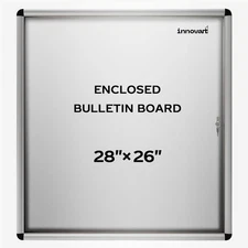 New! Enclosed Bulletin Board 28"x26" Weatherproof Dry Erase Board Aluminum