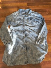 Long Denim Button Up Shirt Dress Long Sleeve New Look XL