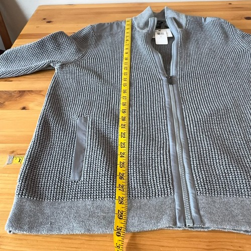 Calvin Klein Sweater Jacket Men XL Gray Full Zip Pockets Ribbed Knit Shacket - Picture 6 of 12