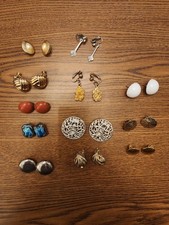 Lot of Costume Jewelry Earrings 11 Clip-on Pairs/ 1 Regular Pair