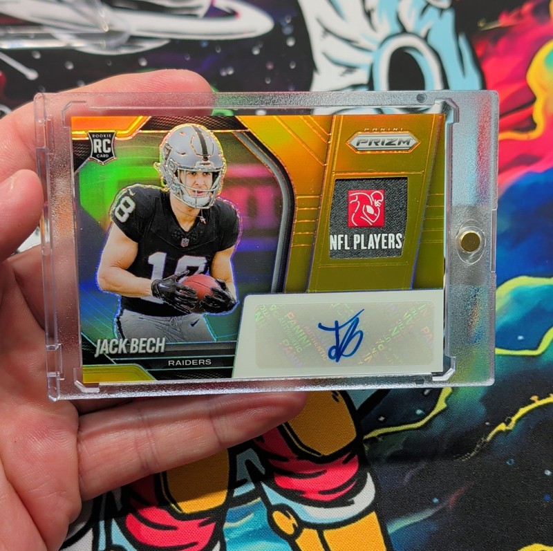 2025 Prizm Football JACK BECH GOLD RPA /10 AUTO NFLPA LOGO TAG PATCH Raiders RC