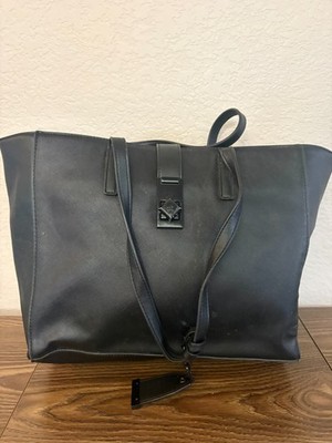 ALDO Medium Black Embossed Satchel Top Handle Zip Bag Detachable Strap Pockets