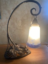 Ancienne Lampe Art Nouveau Feuilles De Vignes Raisins , Pâte