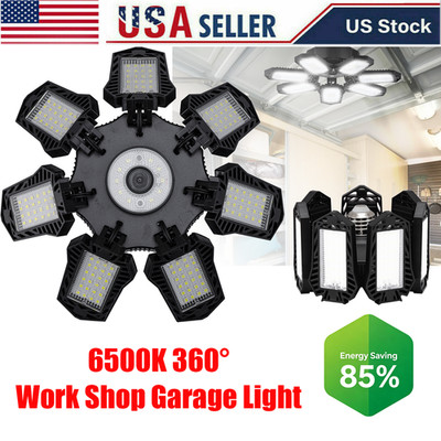 Foldable LED Garage Light 32W 6500K E26 E27 360° Adjustable Blades for Workshop