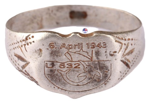 Sailor's Ring 800 Silver Swordfish attack ship U632 Navy Marine Fleet Signet Art