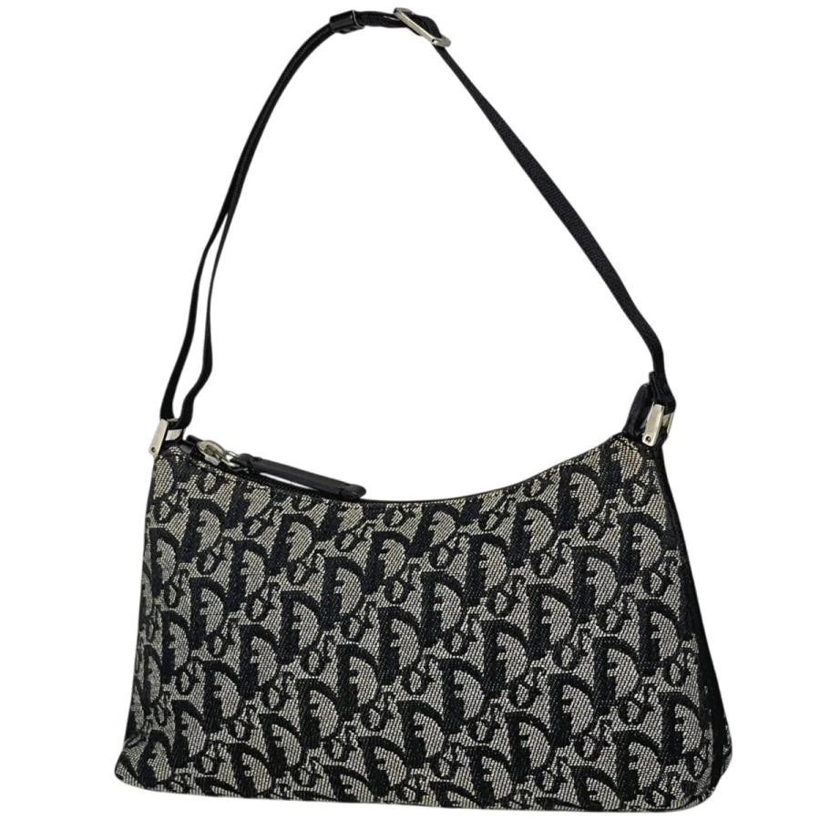 Dior — Dior Trotter Pattern Canvas Leather Black Shoulder Bag #BS1311