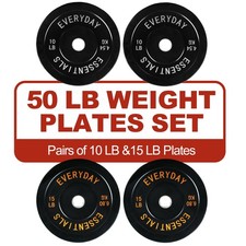 2-Inch Olympic Bumper Weight Plate Set  with Steel Hub, Black,
