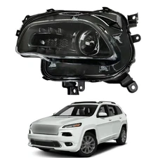 Headlight Headlamp Assembly Black For Jeep Cherokee 2014-2018 LH Side Clear Lens