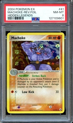 PSA 8 Machoke 41/101 Reverse Foil Hidden Legends EX Pokemon Card NEAR MINT