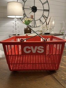 Vintage Full Size CVS Shopping Basket W/Metal Handles 16x12x9