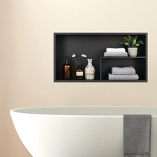 Recessed Wall Niche Cabinet 24 12in Black Stainless Steel Bathroom Shower Shelf