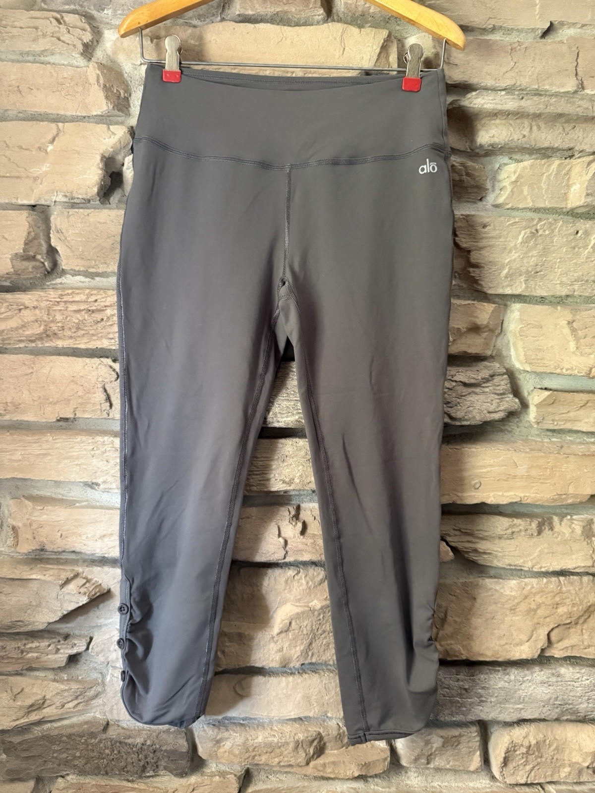 Alo Yoga Womens Gray High Waist Stretch Ankle Leggings Size S