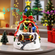 Musical Christmas Village with Spinning Train Deer - Pre-Lit Artificial Christma