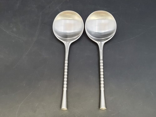 2 Vintage DANSK JETTE Stainless Finland IHQ Soup Spoons Mid Century MCM