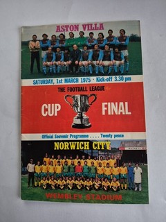 Aston Villa V Norwich City League Cup Final Programme 1/5/1975