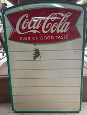 Coca Cola Sign Of A Good Taste Embossed Menu Board Vintage Original Sign
