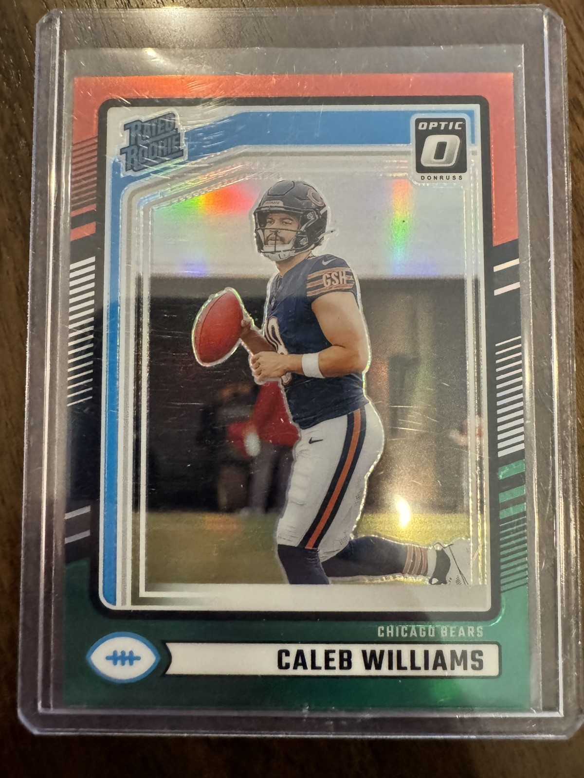 2024 Donruss Caleb Williams Rated Rookie Red & Green Prizm Optic Preview Bears
