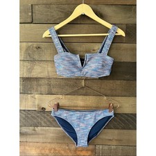 Aerie Women's Space Dye V Bandeau Top Bottom Bikini Swimsuit Set Size Small