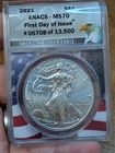 2021 American Eagle ANACS MS70 First Day of Issue