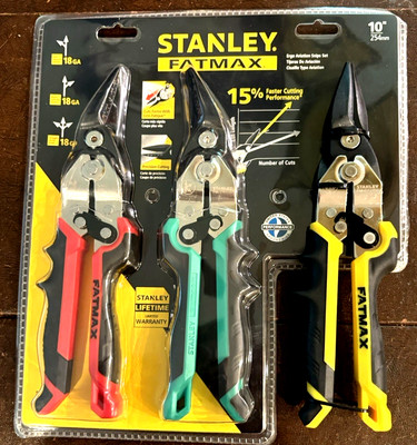 3 Pc Aviation Snip Set Stanley Fat Max #FMHT73558 NEW