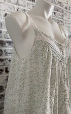 Eileen West Large White  Blue Floral Nightgown Cottagecore Boho 100 Cotton EUC