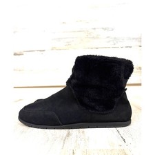 Vionic Womens 10 Black Suede Maizie Faux Fur Slipper Bootie Casual