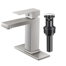 Bathroom Sink Faucet Single Hole Brushed Nickel Single Handle Faucet with Pop...