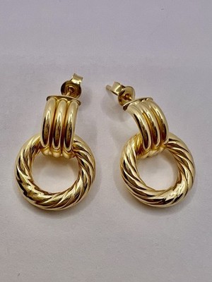 14 Karat massiv Gold Türklinker Creolen Push Back Ohrringe