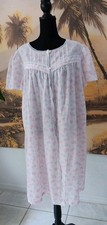Vintage Carriage Court Housecoat, Robe Size Large Pink, Purple White Lace Trim