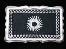 RB01103 VINTAGE 1970s  SPIRAL DESIGN  ART  FASHION SILVERTONE BELT BUCKLE