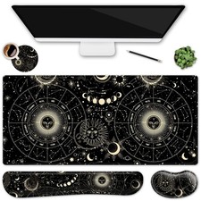 Moon Large Gaming Mouse Pad  Keyboard Wrist Rest  Coaster Set, 4Pcs Ergonom...