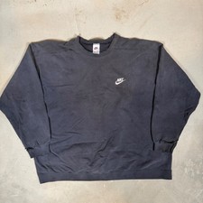 Nike Vintage Crewneck Sweatshirt Mens XXL Black Faded Distressed Embroidered