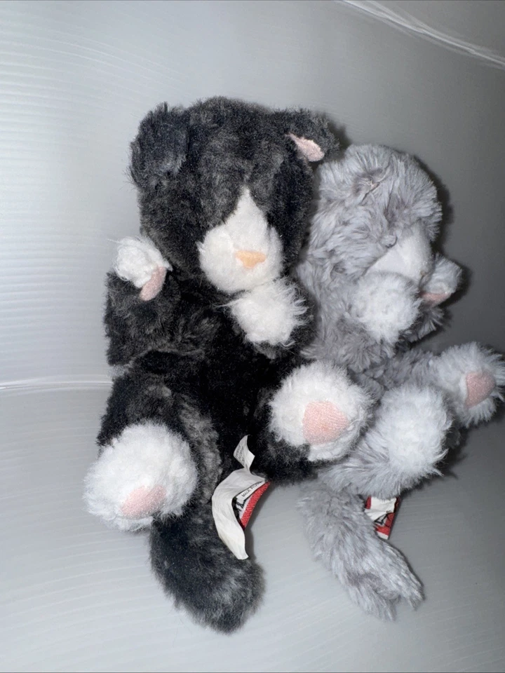2 Tiny Douglas Cuddle Toy Kitten Gray Dark Grey Kitty Cat Plush LIL Handful - Image 2 of 4